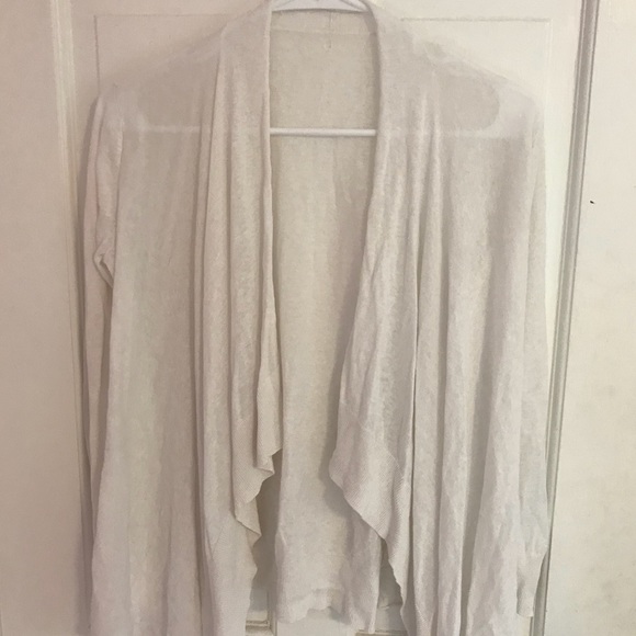 Classic Flowy White Cardigan Sheer Sweater SzSmall - Picture 1 of 3